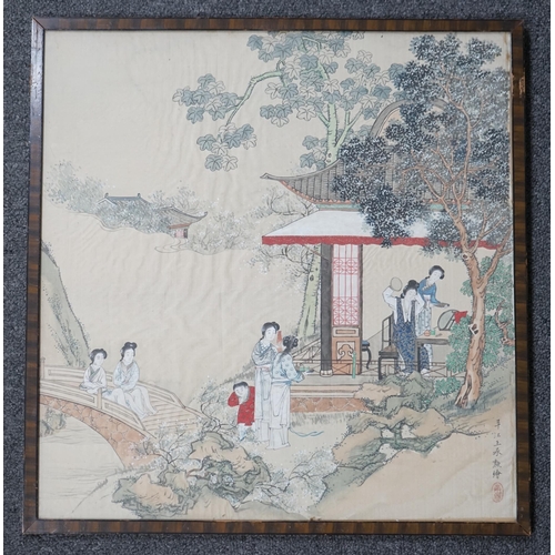 319 - Chinese School, early 20th century, a pair of paintings on silk, festival scenes, each depicting lad... 