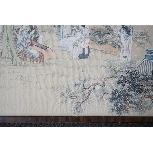 319 - Chinese School, early 20th century, a pair of paintings on silk, festival scenes, each depicting lad... 