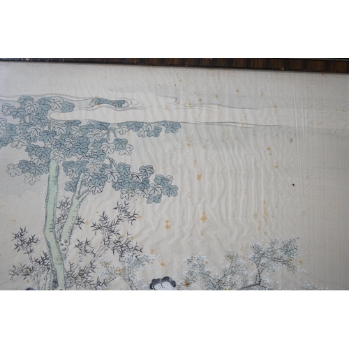 319 - Chinese School, early 20th century, a pair of paintings on silk, festival scenes, each depicting lad... 