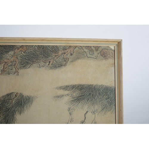 326 - Chinese School, 19th century, a large ink and colour on paper, depicting the Daoist immortal Magu an... 