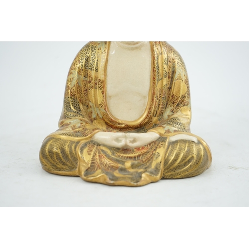 45 - A Japanese Satsuma seated figure of Buddha, Meiji period, two character signature to base, 18.4cm hi... 