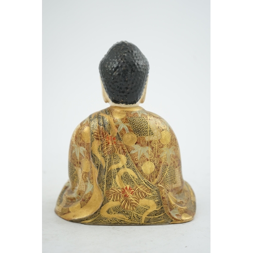 45 - A Japanese Satsuma seated figure of Buddha, Meiji period, two character signature to base, 18.4cm hi... 