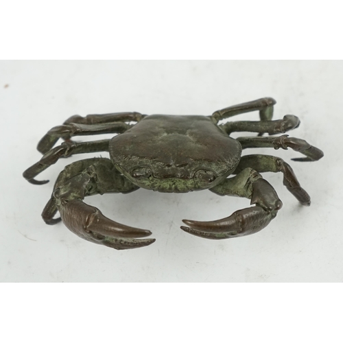 49 - A Japanese bronze model of a crab, early 20th century, 10.2cm wide