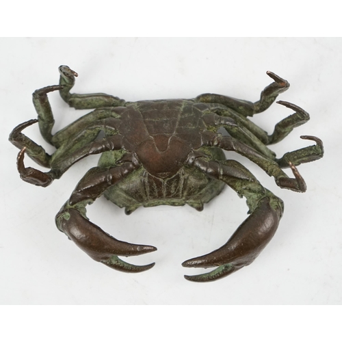 49 - A Japanese bronze model of a crab, early 20th century, 10.2cm wide