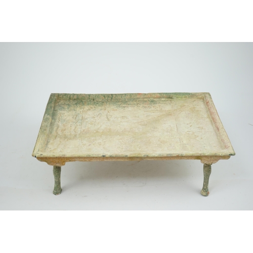 71 - A rare Chinese glazed decorated pottery table with legs, Han Dynasty (206 BC-AD 220). the pottery mo... 