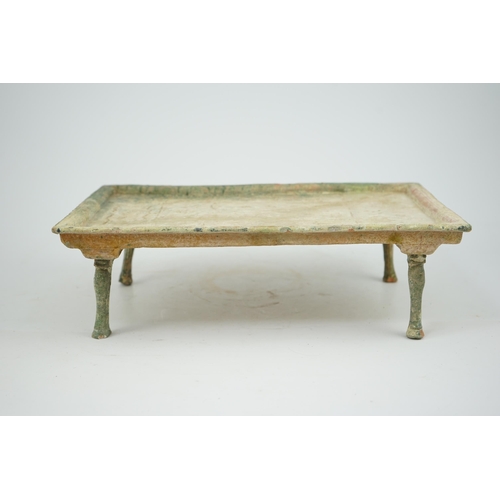 71 - A rare Chinese glazed decorated pottery table with legs, Han Dynasty (206 BC-AD 220). the pottery mo... 