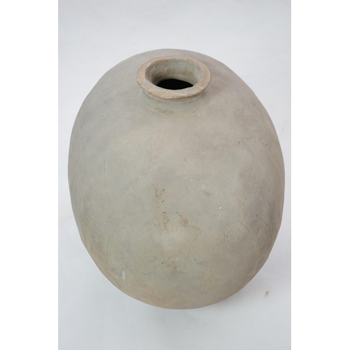 86 - A very rare large Chinese pottery cocoon / listening jar, Qin Dynasty (221 - 206 BC) or possibly War... 