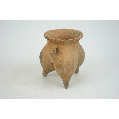 87 - A rare Chinese Neolithic pottery tripod, li, Qijia Culture (2200 BC-1600 BC), with castellated patte... 