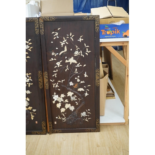 1402 - A pair of Japanese Shibayama panels, inlaid with mother of pearl, bone and ivory, Meiji period, 108c... 
