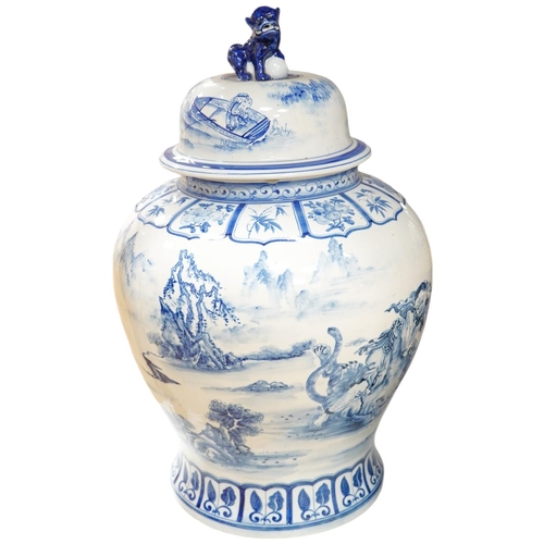 1406 - A large  blue and white Chinese baluster jar and cover, 62cm high. Condition - good