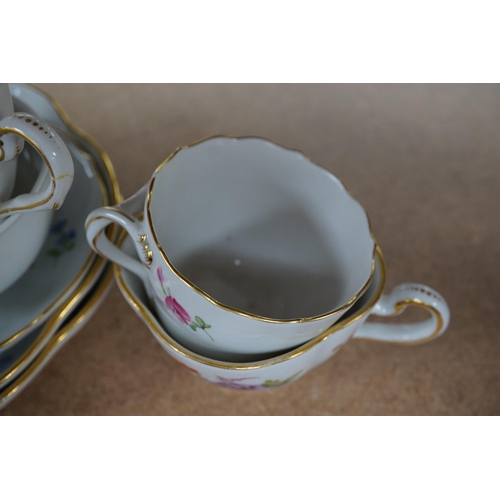 1416 - A group Meissen porcelain cups and saucers. Condition - one teacup has a re-glued handle