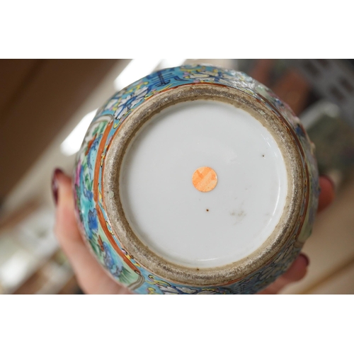 1417 - A Chinese porcelain nest of five enamelled porcelain barrel shaped boxes, c.1900, largest 12cm high.... 