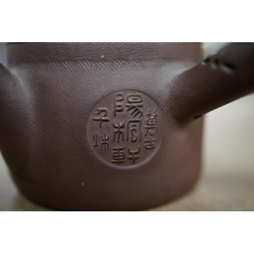 1419 - A 19th century Chinese enamelled Yixing miniature teapot, 7.5cm wide. Condition - good