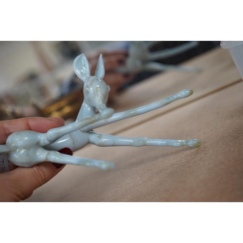 1422 - A group of collectables comprising an Istvan Komaromy blue glass foal, 11cm high, three 19th century... 