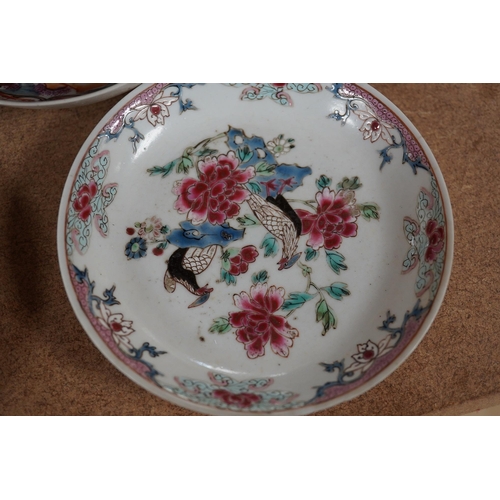 1433 - A Chinese porcelain famille rose 'double pheasant' tea bowl and saucer and a Mandarin pattern coffee... 
