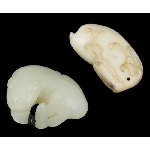 1441 - Two Chinese jade carvings, 18th/19th century including a pale jade example in the form of an animal ... 