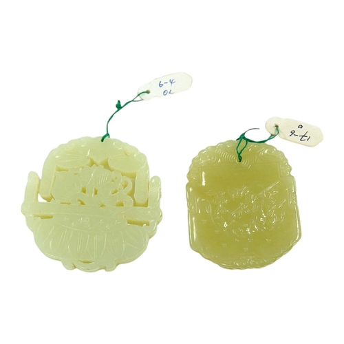 1452 - Two Chinese jade pendants, one articulated, largest 5.5cm high. Condition - good