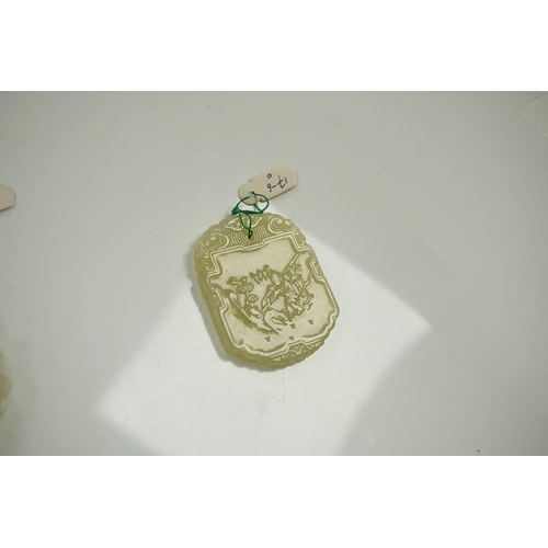1452 - Two Chinese jade pendants, one articulated, largest 5.5cm high. Condition - good