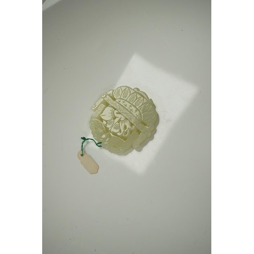 1452 - Two Chinese jade pendants, one articulated, largest 5.5cm high. Condition - good