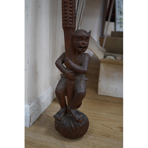 1456 - An Indonesian chip-carved Hanuman staff, 130cm. Condition - fair to good