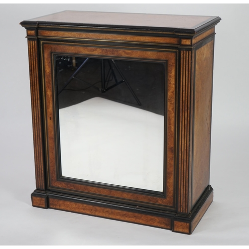 10 - A Victorian ebony banded amboyna wood collector's cabinet, by Holland & Sons, with inverted breakfro... 