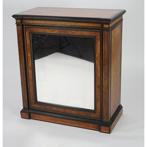 10 - A Victorian ebony banded amboyna wood collector's cabinet, by Holland & Sons, with inverted breakfro... 