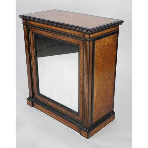 10 - A Victorian ebony banded amboyna wood collector's cabinet, by Holland & Sons, with inverted breakfro... 