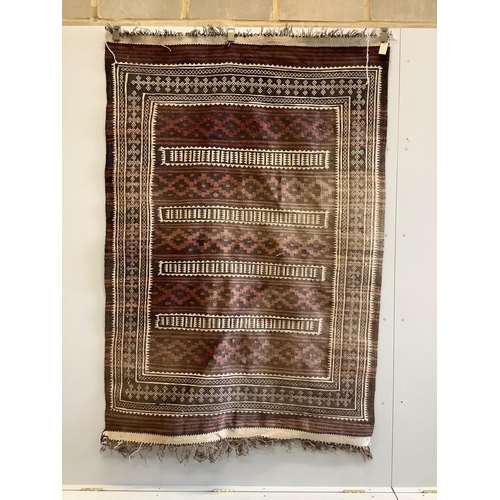 101 - A Kilim flat weave rug, 210 x 142cm. Condition - fair