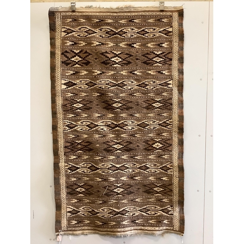 24 - A Kilim flat weave rug together with a Belouch prayer rug, larger 180 x 147cm. Condition - fair... 