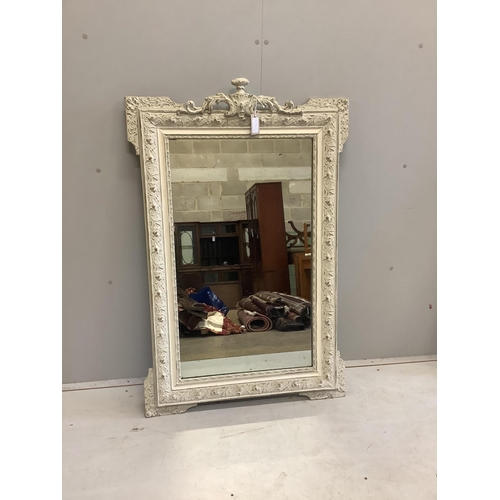 40 - A 19th century French overmantel mirror, later painted, width 80cm, height 120cm. Condition - fair... 