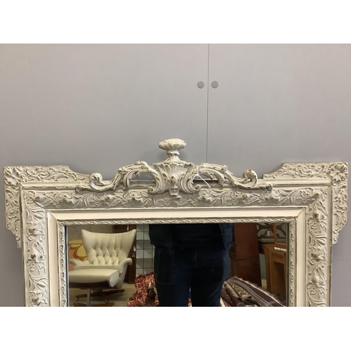 40 - A 19th century French overmantel mirror, later painted, width 80cm, height 120cm. Condition - fair... 