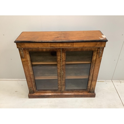 44 - A late Victorian gilt metal mounted inlaid walnut pier cabinet, width 106cm, depth 31cm, height 99cm... 