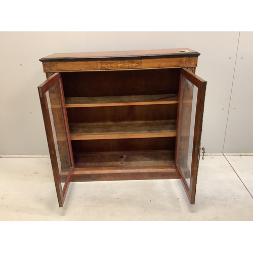 44 - A late Victorian gilt metal mounted inlaid walnut pier cabinet, width 106cm, depth 31cm, height 99cm... 