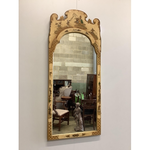 48 - A set of three ivory chinoiserie lacquer wall mirrors, largest width 46cm, height 108cm. Condition -... 