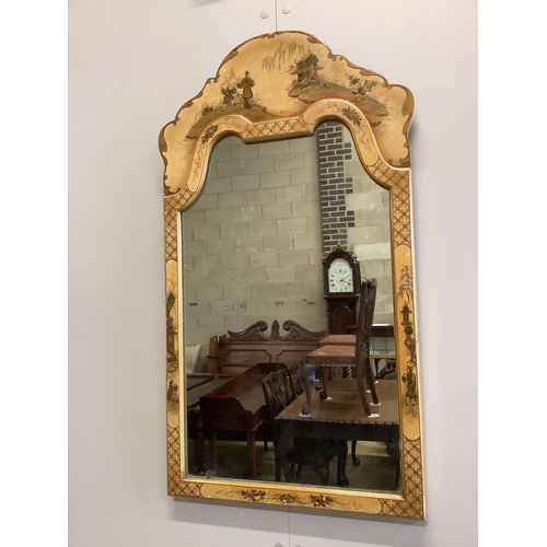 48 - A set of three ivory chinoiserie lacquer wall mirrors, largest width 46cm, height 108cm. Condition -... 