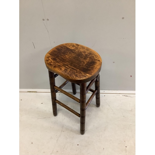 67 - A vintage beech bar stool, height 76cm. Condition - fair to good