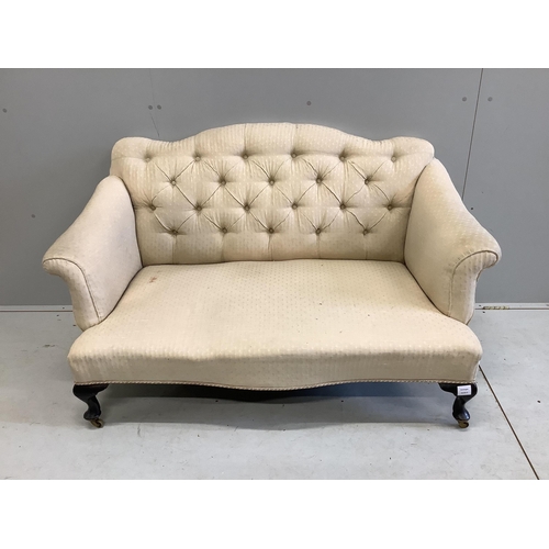 69 - An early 20th century upholstered two seater settee, width 128cm, depth 74cm, height 82cm. Condition... 