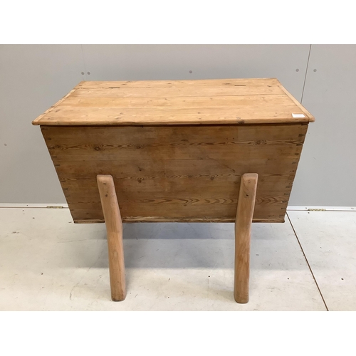 73 - A 19th century pine dough bin, width 100cm, depth 60cm, height 88cm. Condition - fair