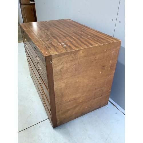 81 - A mid century teak plan chest, width 101cm, depth 68cm, height 78cm. Condition - fair