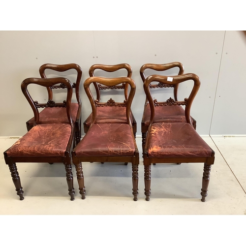 85 - A set of six early Victorian rosewood dining chairs. Condition - fair