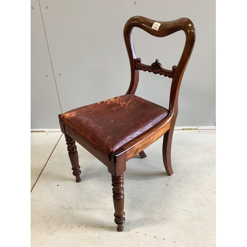 85 - A set of six early Victorian rosewood dining chairs. Condition - fair