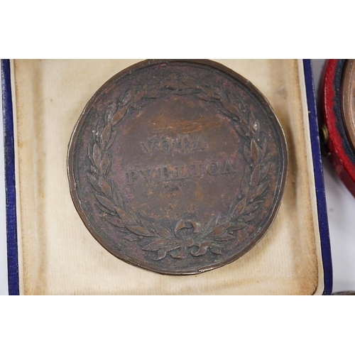 985 - British commemorative medals, James Watt bronze medal, c.1826, 62.3mm, by T. and A.J. Stothard, case... 