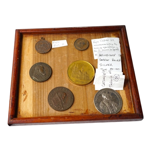 987 - Italy, Papal medals and church related medals; two Pope Urban VIII (1623-44) bronze medals 1626, abo... 