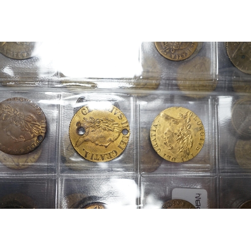 989 - A large collection of halfpenny tokens and gaming tokens, 17th to early 20th century, in an album al... 