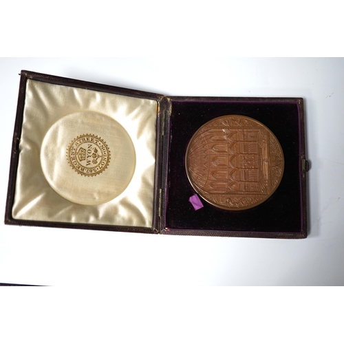 997 - Four large Victorian commemorative bronze medals, to include the opening of the new council chamber ... 