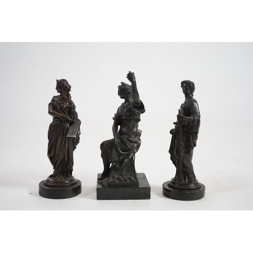 27 - Manner of Henri Louis Levasseur (French, 1853-1934), a pair of bronze allegorical figures each model... 