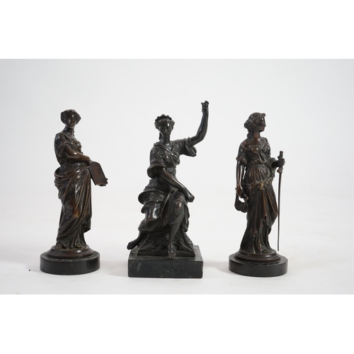 27 - Manner of Henri Louis Levasseur (French, 1853-1934), a pair of bronze allegorical figures each model... 