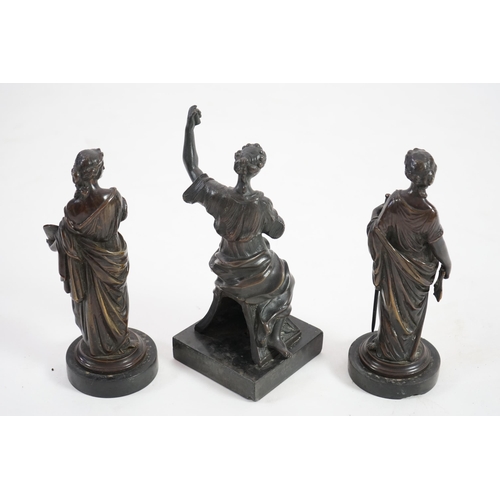 27 - Manner of Henri Louis Levasseur (French, 1853-1934), a pair of bronze allegorical figures each model... 