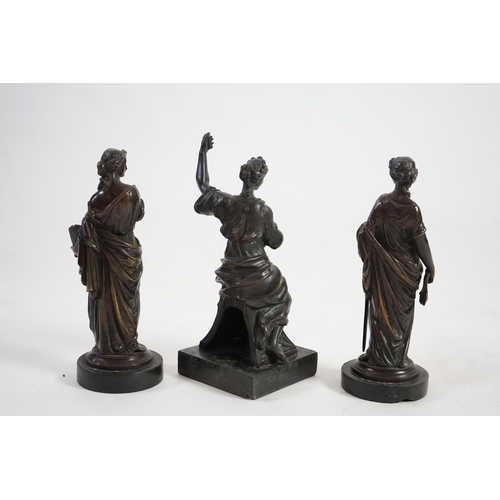 27 - Manner of Henri Louis Levasseur (French, 1853-1934), a pair of bronze allegorical figures each model... 