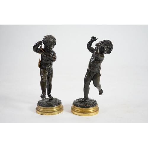 28 - After Claude Michel Clodion (French, 1738-1814), a pair of late 19th century bronze figures of music... 